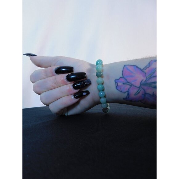 Amazonite Bracelet Healing Crystal Beads Calming Energy Balance Health Jewelry - Picture 10 of 12